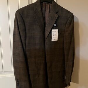 New!! Ralph Lauren Men's Brown /blue Plaid Blazer 44 Long